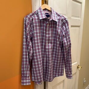 Egara Blue and Red Plaid Casual Shirt